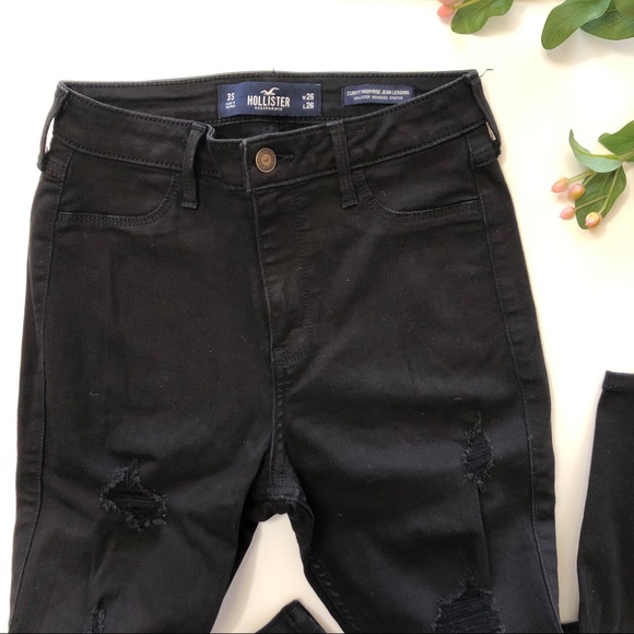 {Hollister} BACK TO SCHOOL Distressed black jeans (free top) - Picture 3 of 8